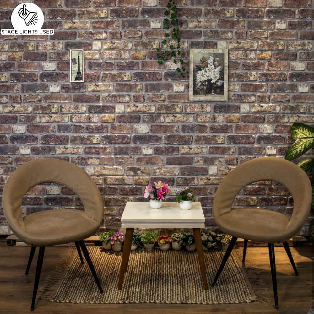 Dundee Deco Falkirk Uffcott 39.4 in. x 19.7 in. Grey Brown Faux Face Brick Styrofoam 3D Decorative Wall Panel (10-Pack) (2)