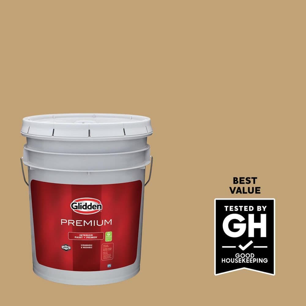 Glidden Premium 5 gal. PPG1095-5 Applesauce Cake Satin Interior Paint