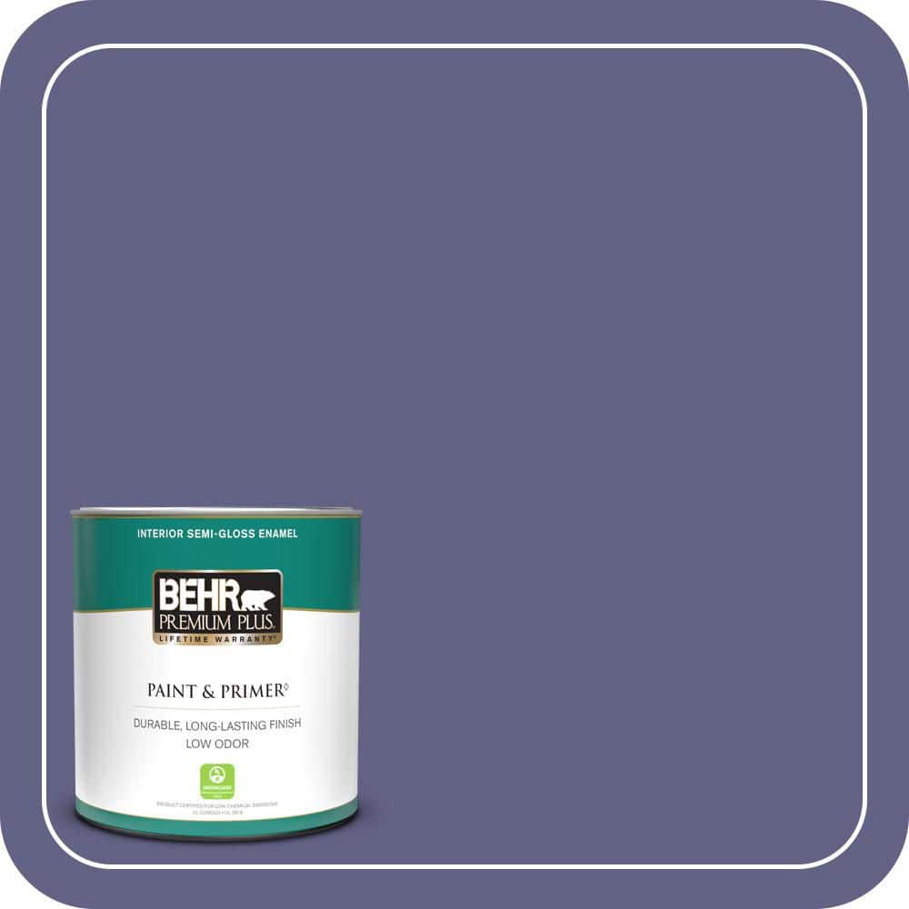 BEHR PREMIUM PLUS 1 qt. #640D-7 Pharaoh Purple Semi-Gloss Enamel Low Odor Interior Paint & Primer