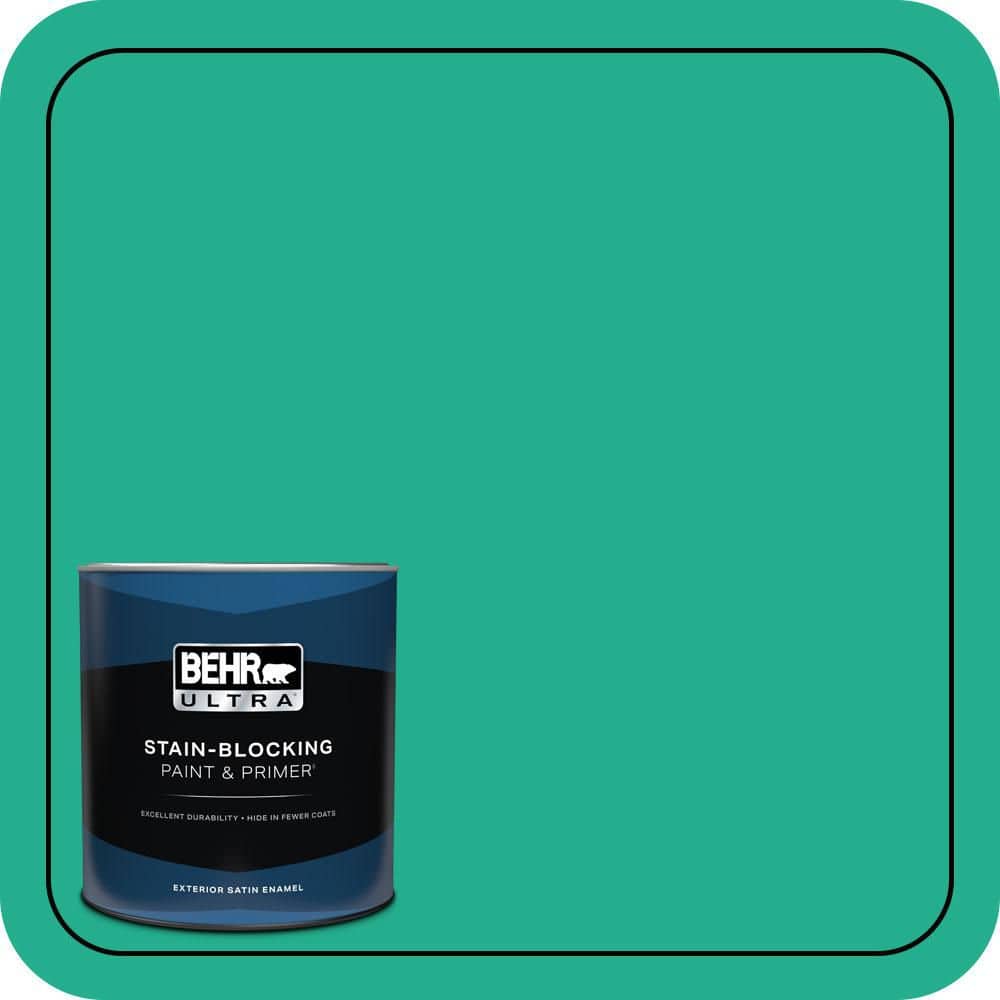 BEHR ULTRA 1 qt. #480B-5 Mermaid Song Satin Enamel Exterior Paint & Primer