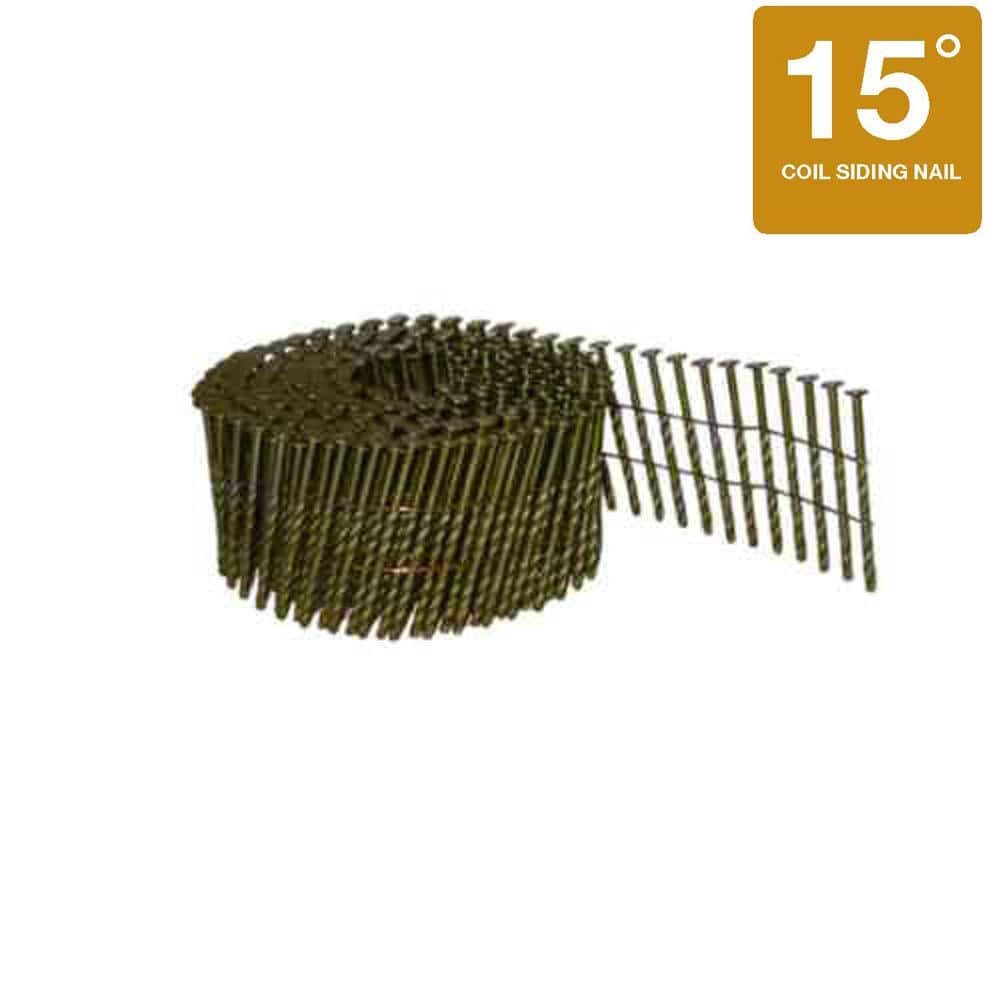 Grip-Rite 2-3/8 in. x 0.113 in. 11-Gauge 15° Vinyl Exterior Galvanized Wire Coil Ring Shank Collated Framing Nails 3,000 Per Box (2)