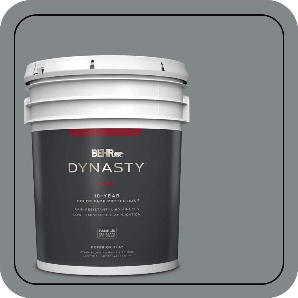BEHR DYNASTY 5 gal. #N500-5 Magnetic Gray color Flat Exterior Stain-Blocking Paint & Primer