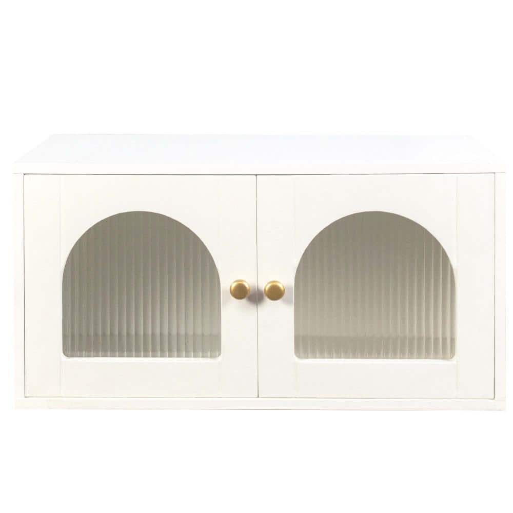 XUJMK 28 in. W x 11 in. D x 14 in. H Bathroom Storage Wall Cabinet, Kitchen Medicine Mounted Cabinet with Glass Door, White