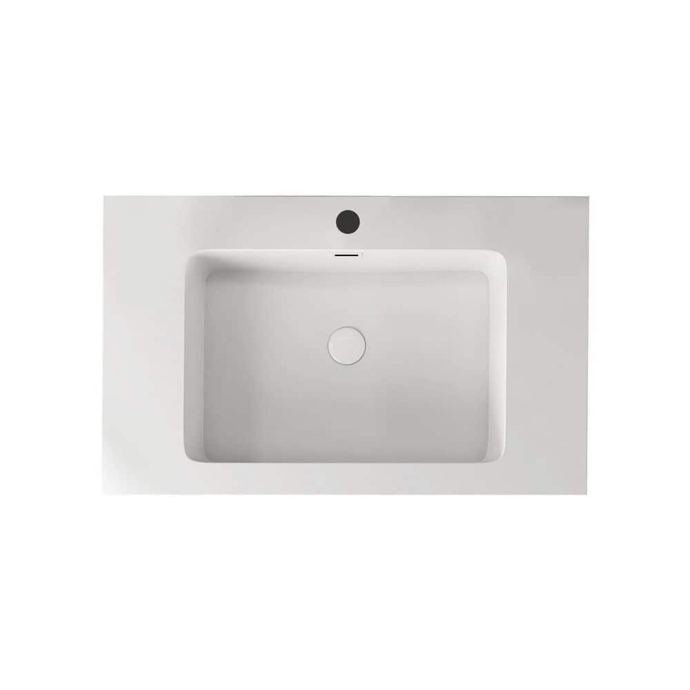 Satico 35.83 in. Undermount Rectangular Acrylic Bathroom Sink with Pre-drilled Hole in White (1)