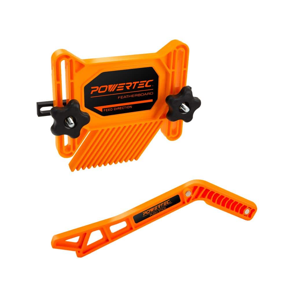 ‎POWERTEC Universal Featherboard Woodworking Safety Kit with Deluxe Magnetic Push Stick for Table Saws, Router Tables (2-Pack) (1)