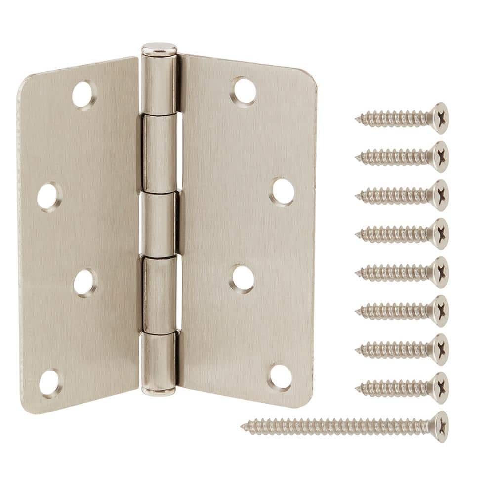 Everbilt 4 in. x 1/4 in. Radius Satin Nickel Squeak-Free Door Hinge