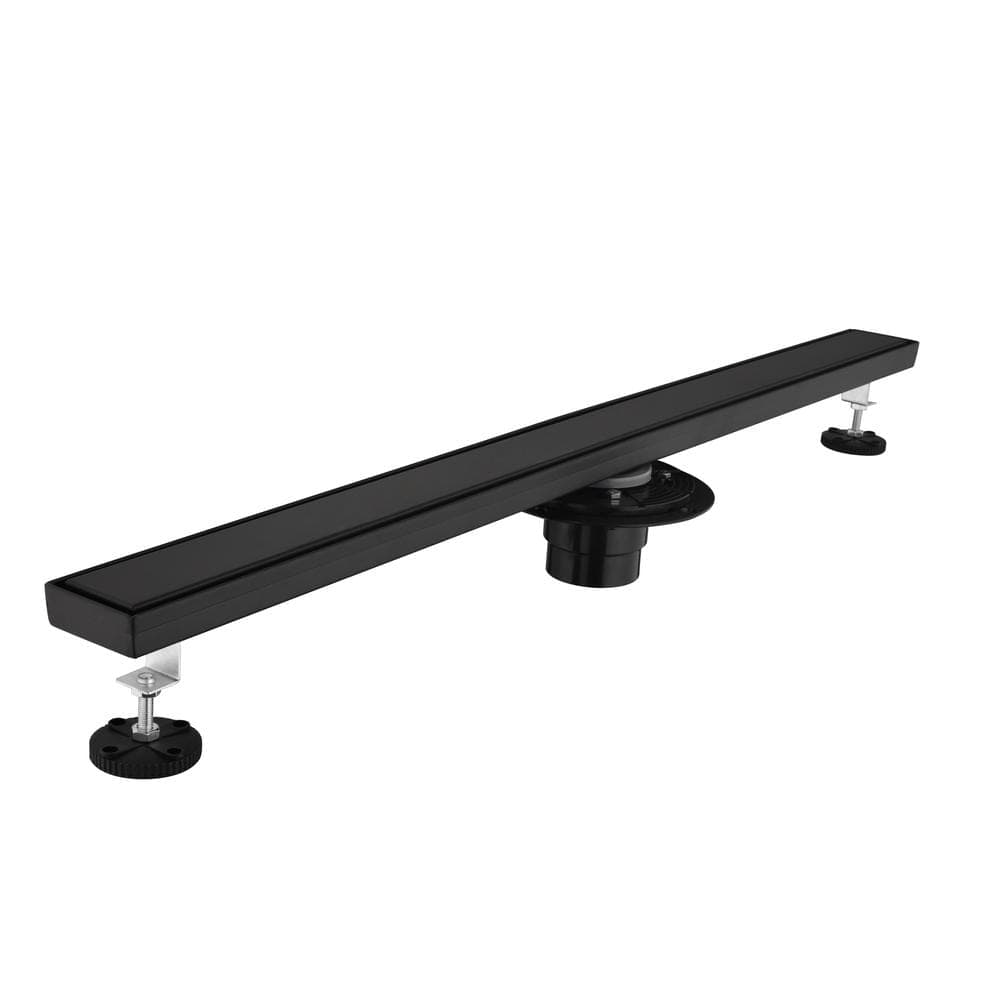 Tahanbath 32 in. Linear Shower Drain 304 Stainless Shower Drain Included Hair Strainer and Leveling Feet in Matte Black (1)