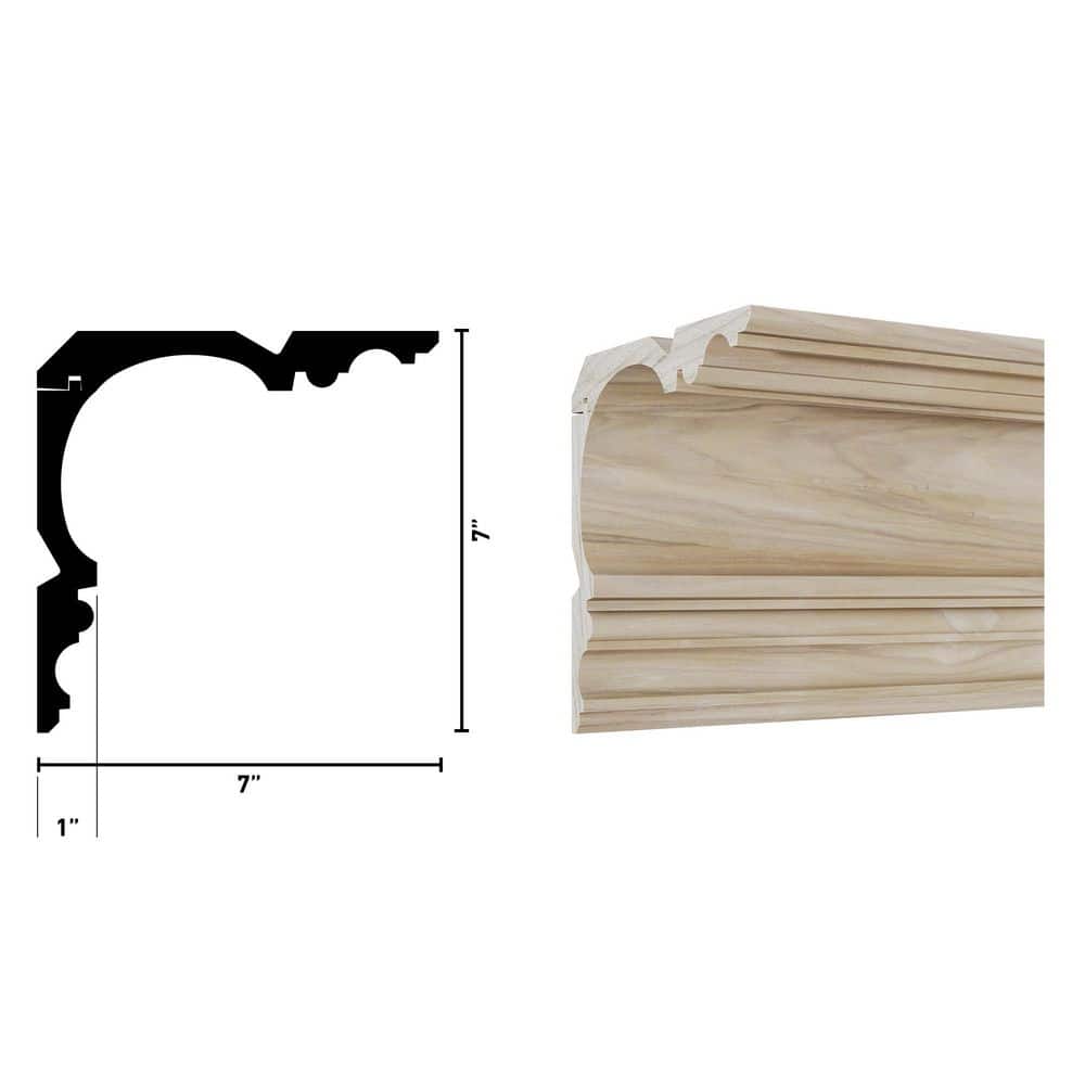 Ornamental Mouldings 1 in. D x 13 in. W x 92 in. L Unfinished Poplar Wood Ashthorpe Crown Moulding Kit (3)