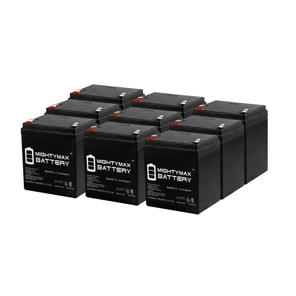MIGHTY MAX BATTERY 12-Volt 5Ah SLA Rechargeable Battery Deep Cycle Trailer Replacement for Hopkins 20008 9-Pack (1)