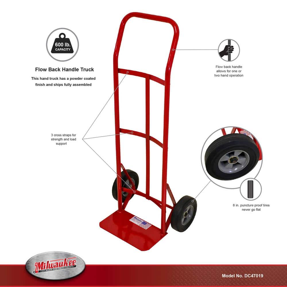 Milwaukee 600 lb. Capacity Flow Back Handle Truck (2)