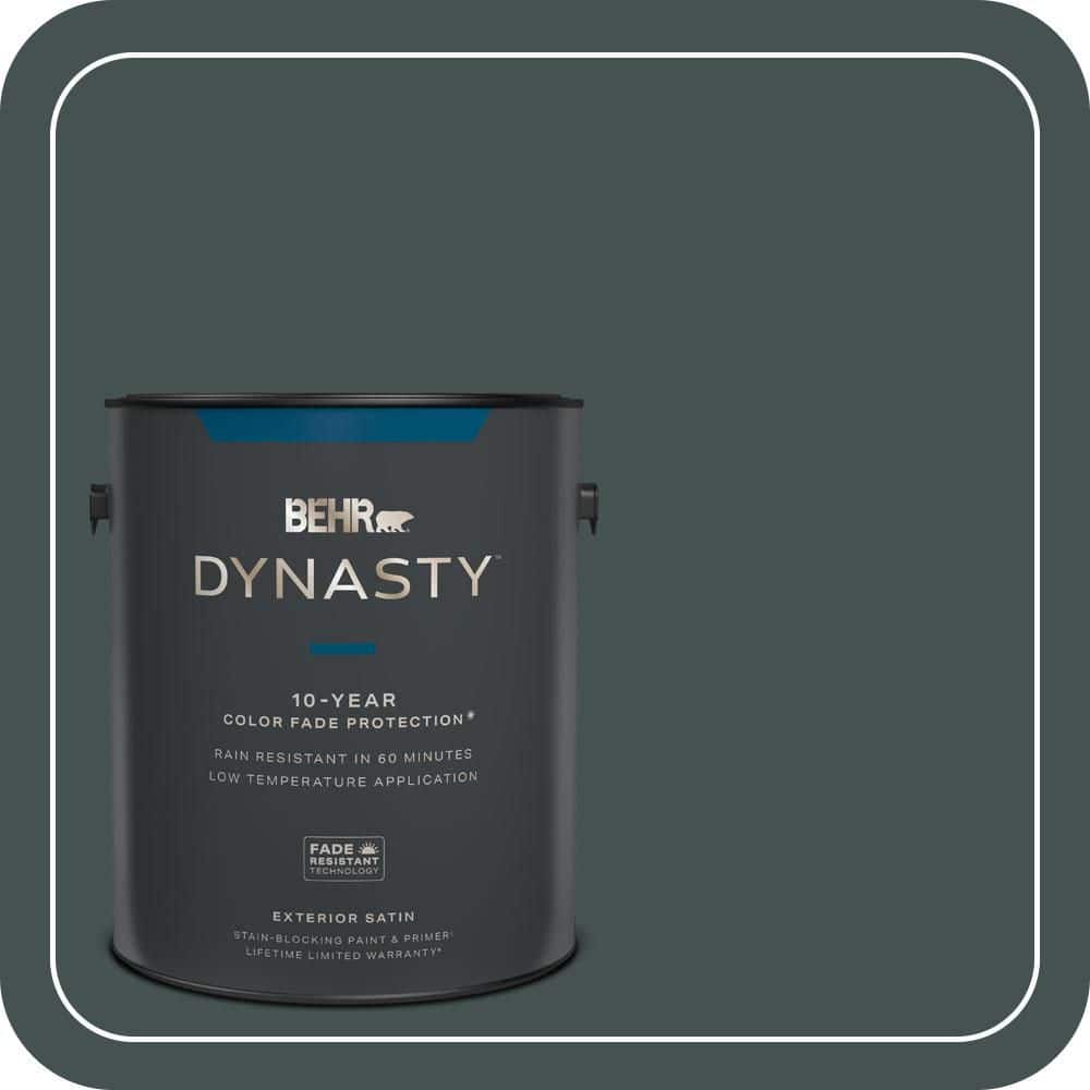 BEHR DYNASTY 1 gal. #MQ6-44 Black Evergreen Satin Enamel Exterior Stain-Blocking Paint & Primer