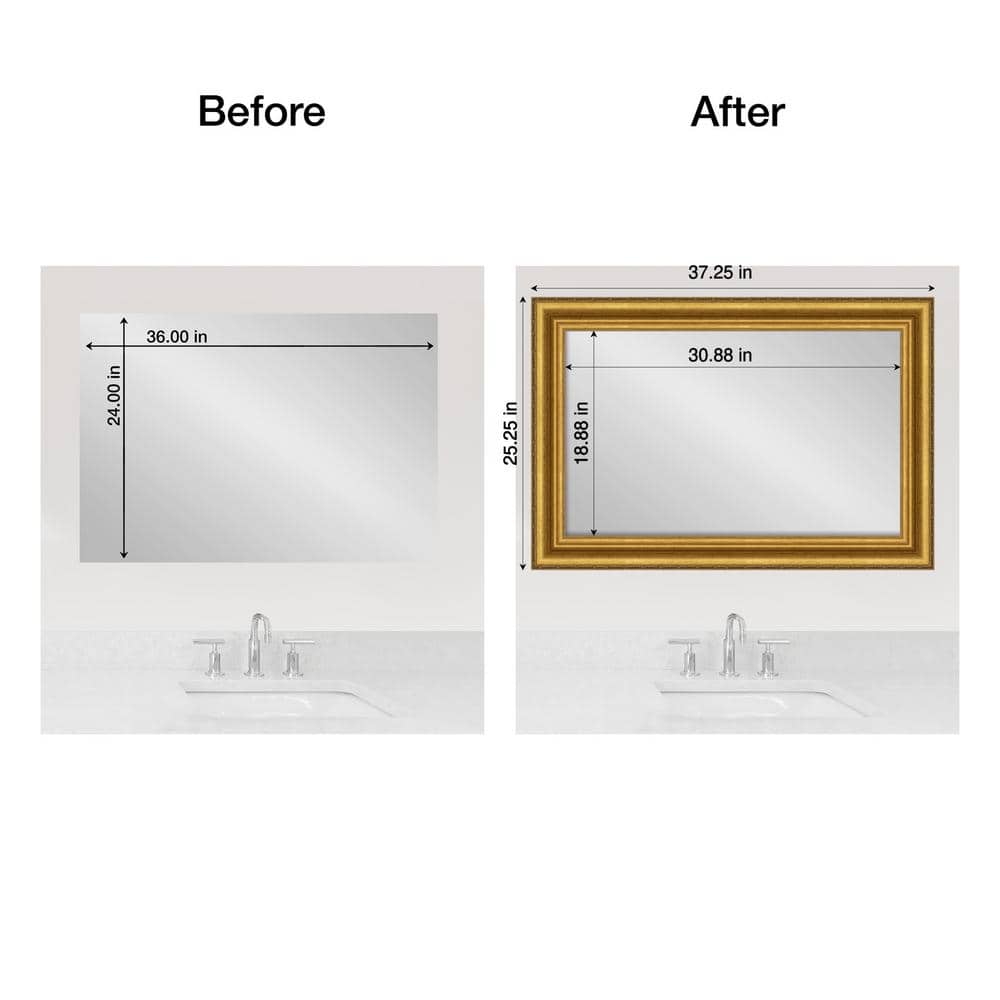 Amanti Art Mirror Makeover Parlor Gold 25.25 in. W x 37.25 in. H Bathroom Mirror Frame Border Kit-Fits a 24 x 36 Mirror (2)