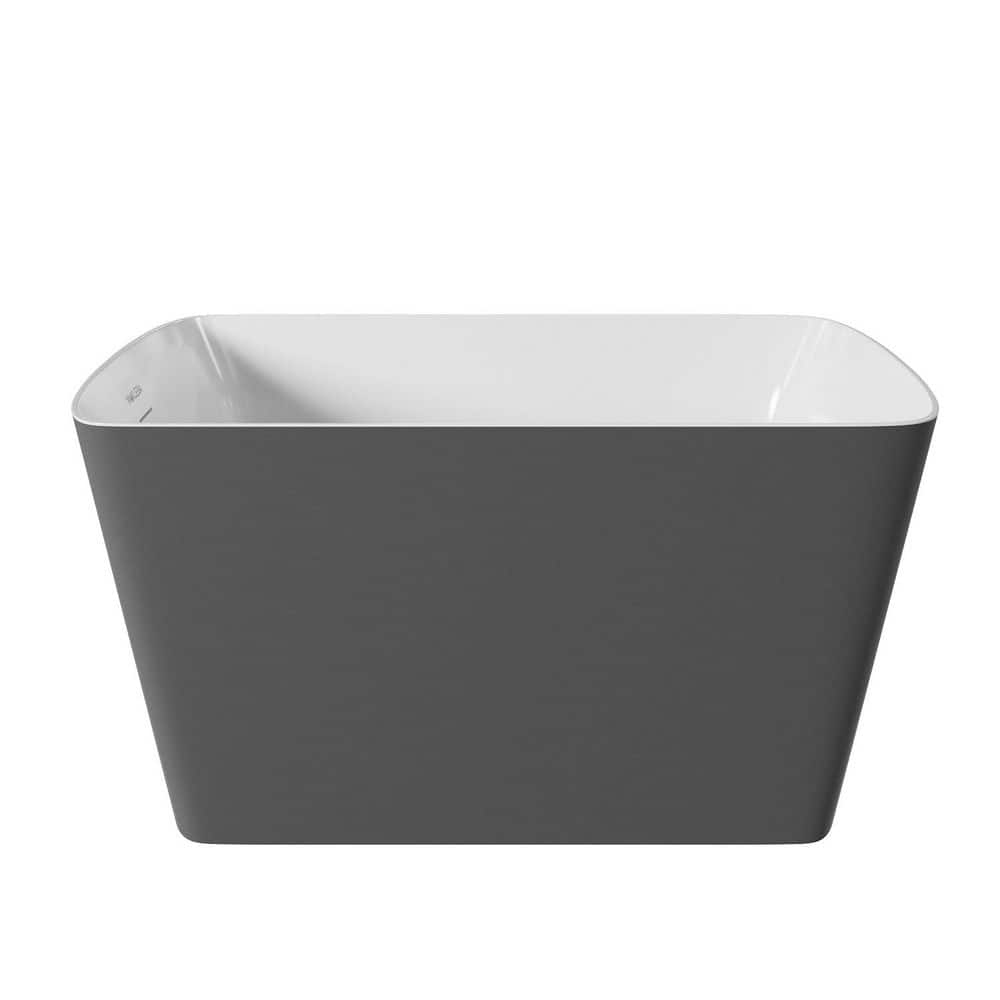 JimsMaison 47 in. x 28 in. Acrylic Freestanding Flatbottom Soaking Bathtub in Gray (2)