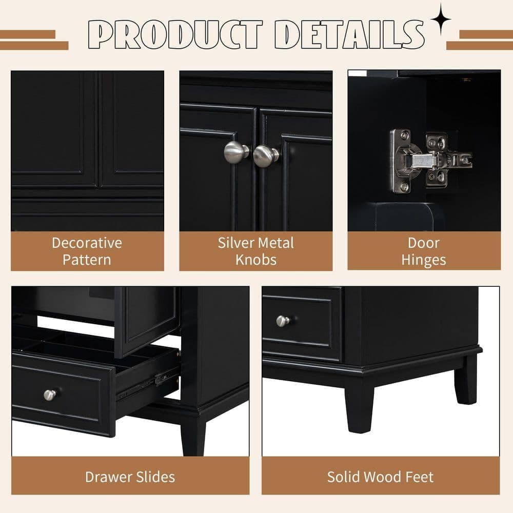 Boosicavelly 29.50 in. W x 17.80 in. D x 33.80 in. H Freestanding Bath Vanity Cabinet without Top in Black (3)