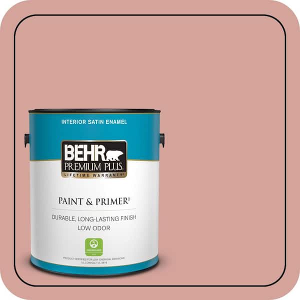 BEHR PREMIUM PLUS 1 gal. #S160-3 Bubble Shell Satin Enamel Low Odor Interior Paint & Primer (2)