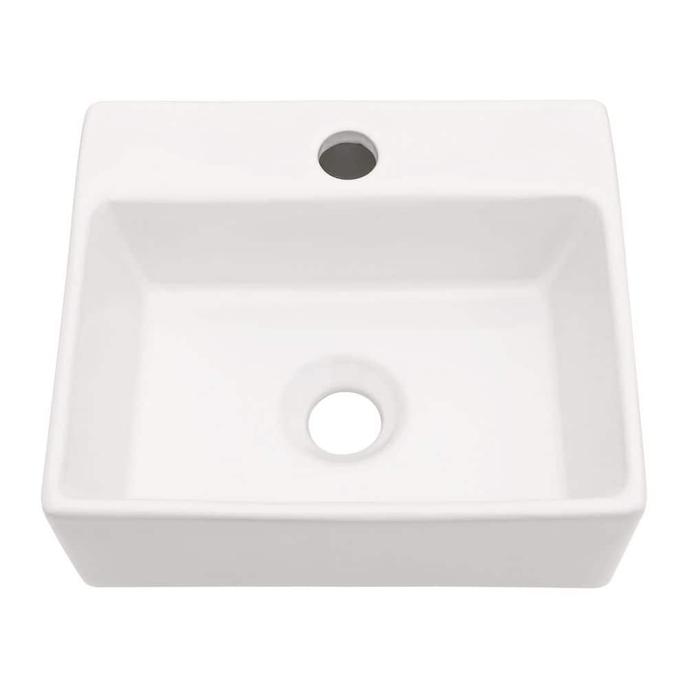 Dueyeeri 4.8 in. Ceramic Wall-Mounted Rectangular Bathroom Sink in White (1)