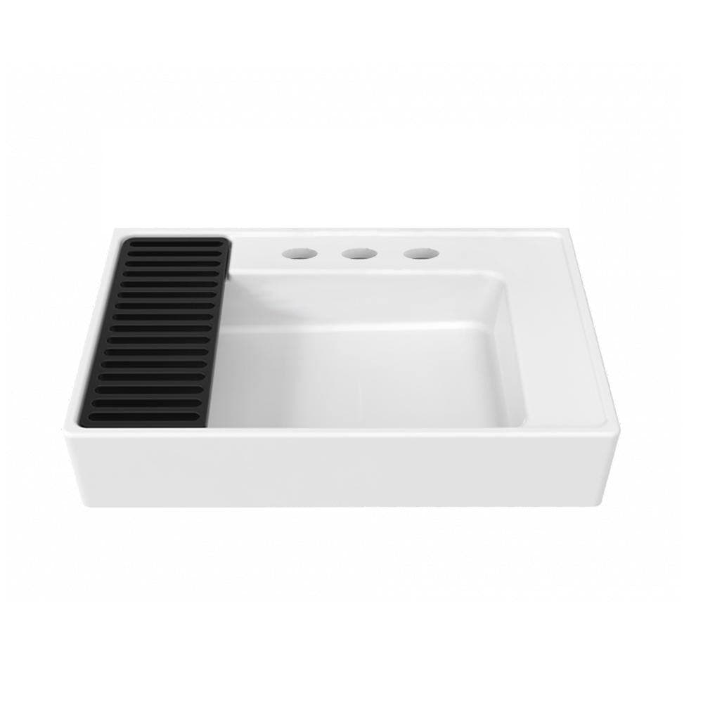 WS Bath Collections Contour 91060 4.8 in. Wall Mount/Vessel Ceramic Bathroom Sink in Glossy White with 3 Faucet Holes (2)