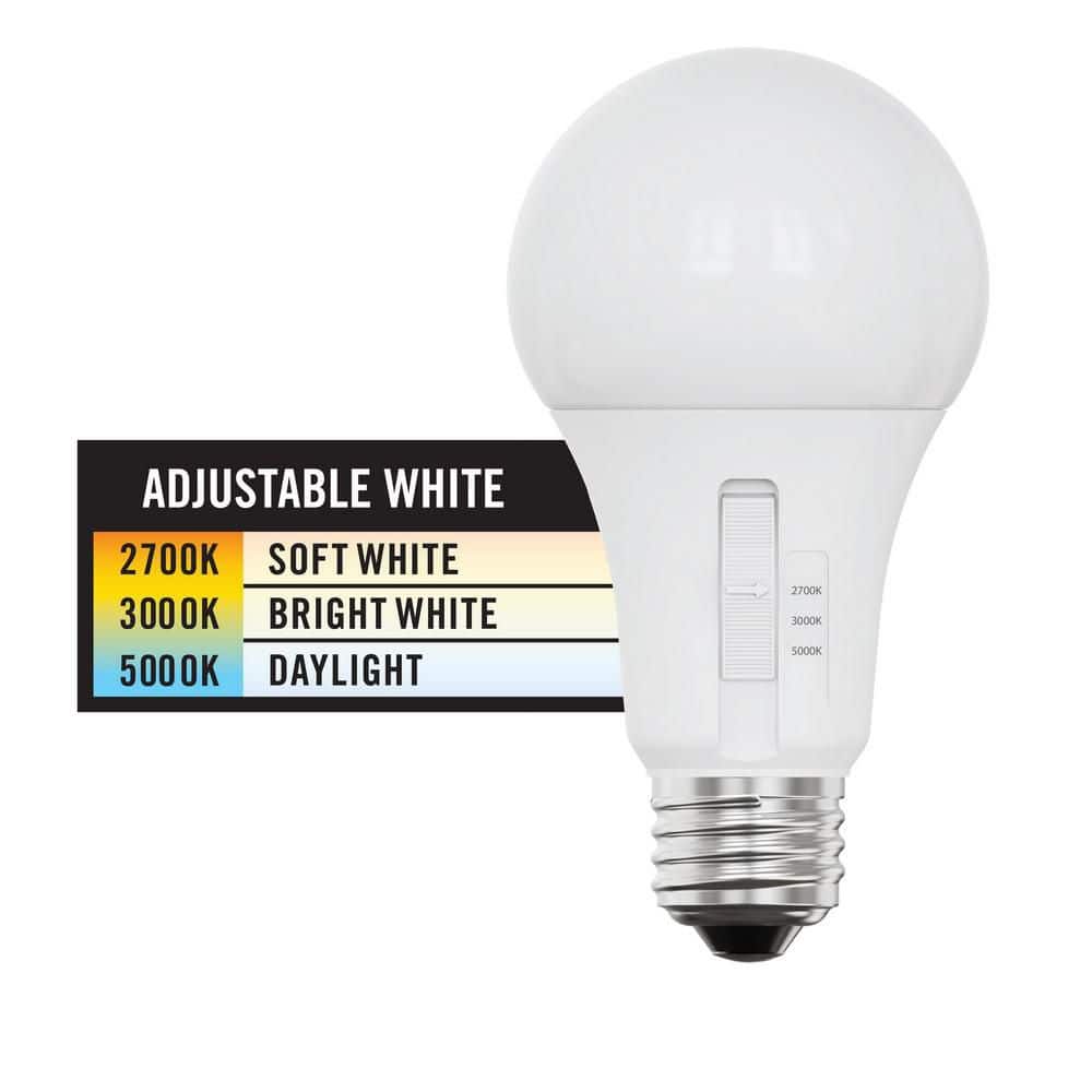 PRIVATE BRAND UNBRANDED 100-Watt Equivalent A19 A-Style Non-Dimmable CEC LED Light Bulb with Selectable Color Temperature (8-Pack) (3)