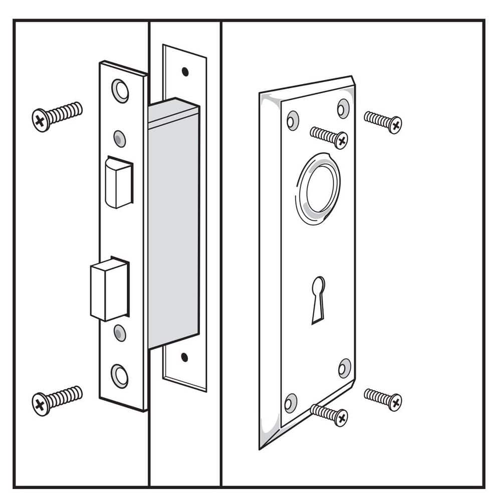 Prime-Line Vintage Style Mortise Lock Assembly, 5-1/2 in. Face Plate, Brass Plated Steel (3)