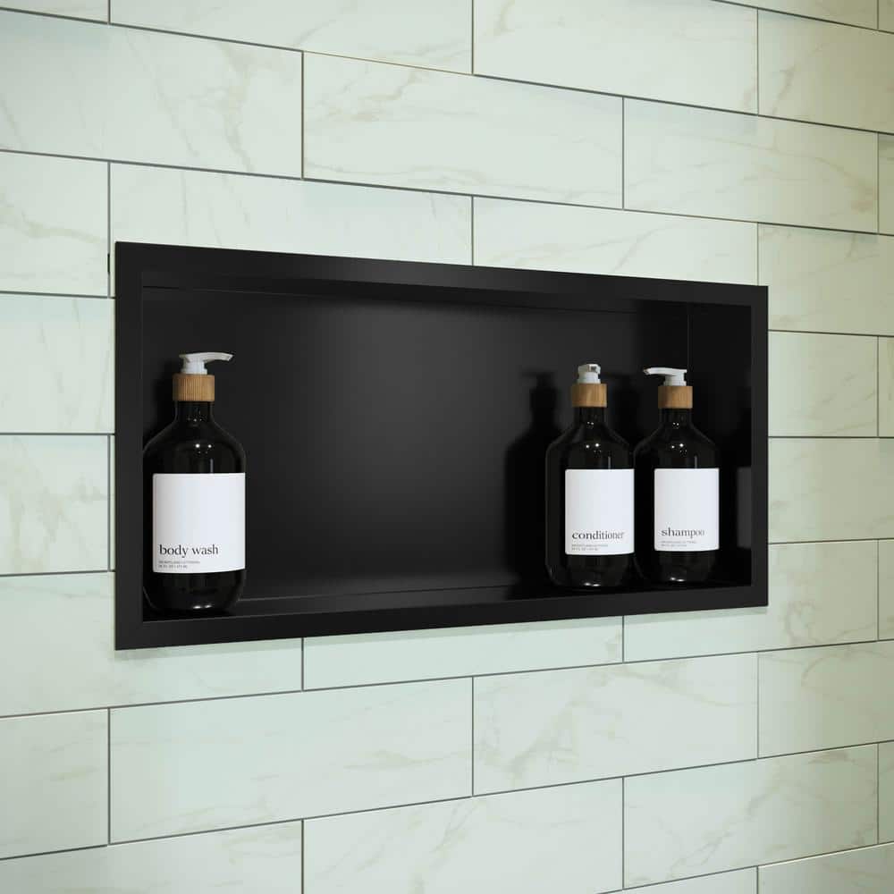 Swiss Madison Voltaire 15 in. W x 4 in. H x 24 in. D Stainless Steel Shower Niche in Matte Black (1)