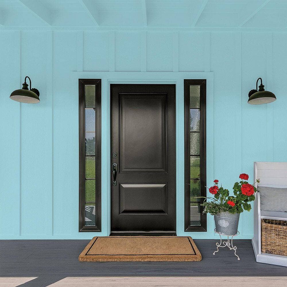 Glidden Premium 1 gal. PPG1150-4 Kingston Aqua Flat Exterior Latex Paint (4)