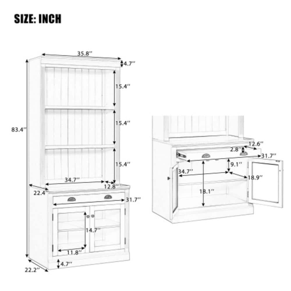 Unbranded 35.8 in. W x 22.4 in. D x 83.4 in. H Bathroom Black Linen Cabinet (2)