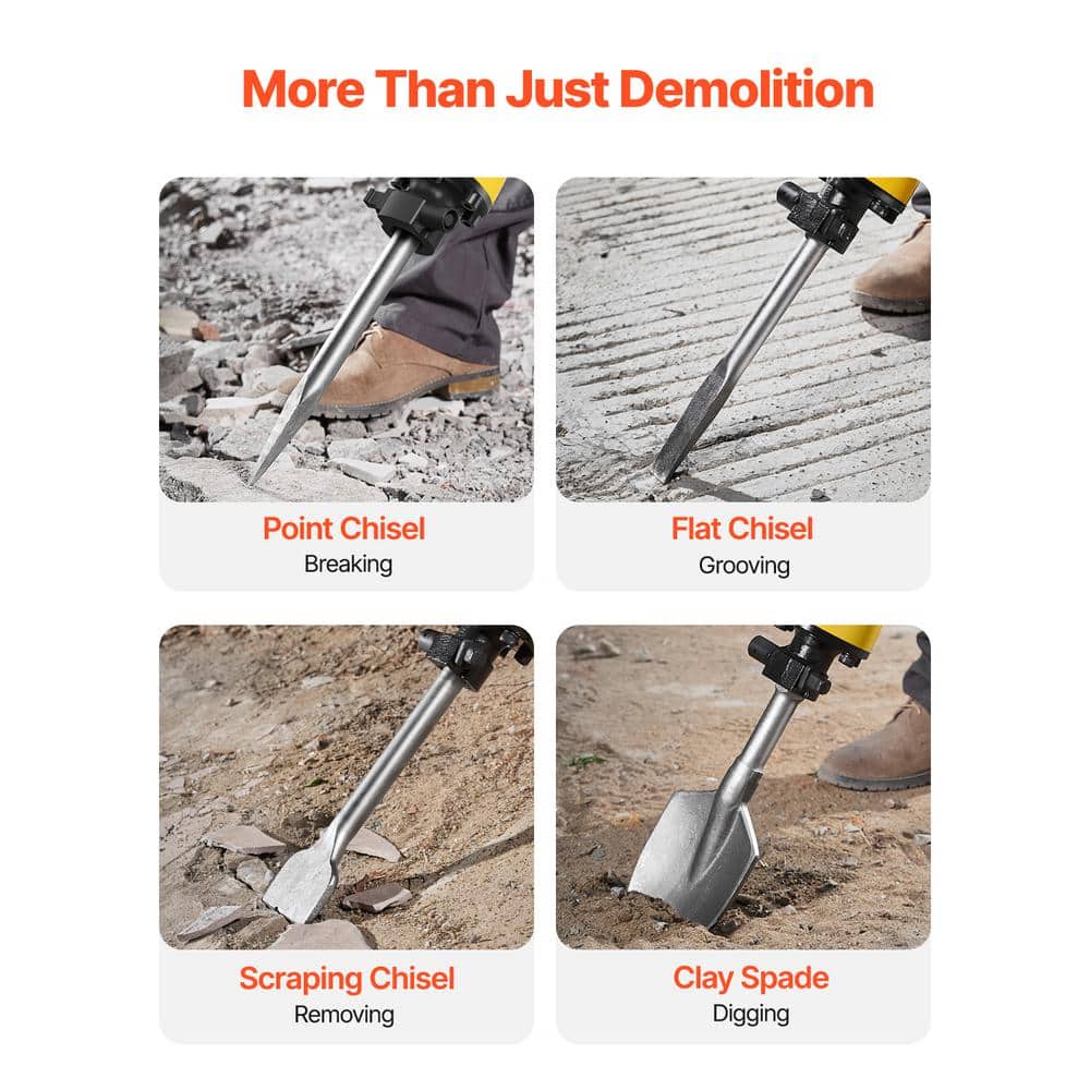 VEVOR Demolition Jack Hammer, 29.72 x 6.5 in. 2200W 1350 BPM Jack Hammer Concrete Breaker, Heavy Duty Electric Jack Hammer (3)