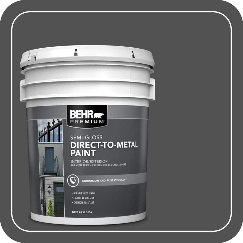 BEHR PREMIUM 5 gal. #N460-7 Space Black Semi-Gloss Direct to Metal Interior/Exterior Paint
