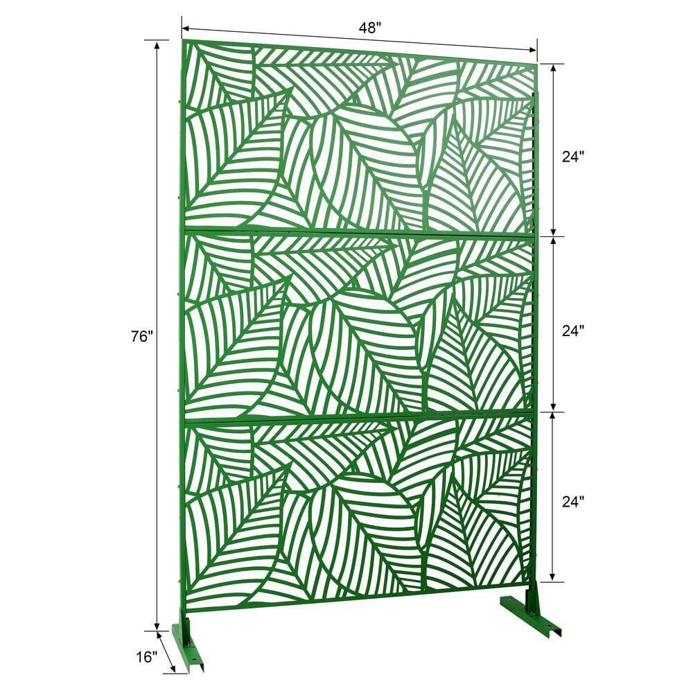 Unbranded 6.3 ft. H x 4 ft. W Green Outdoor Privacy Fence Metal Decorative Screen Panel Freestanding Garden Fence Panels (3)