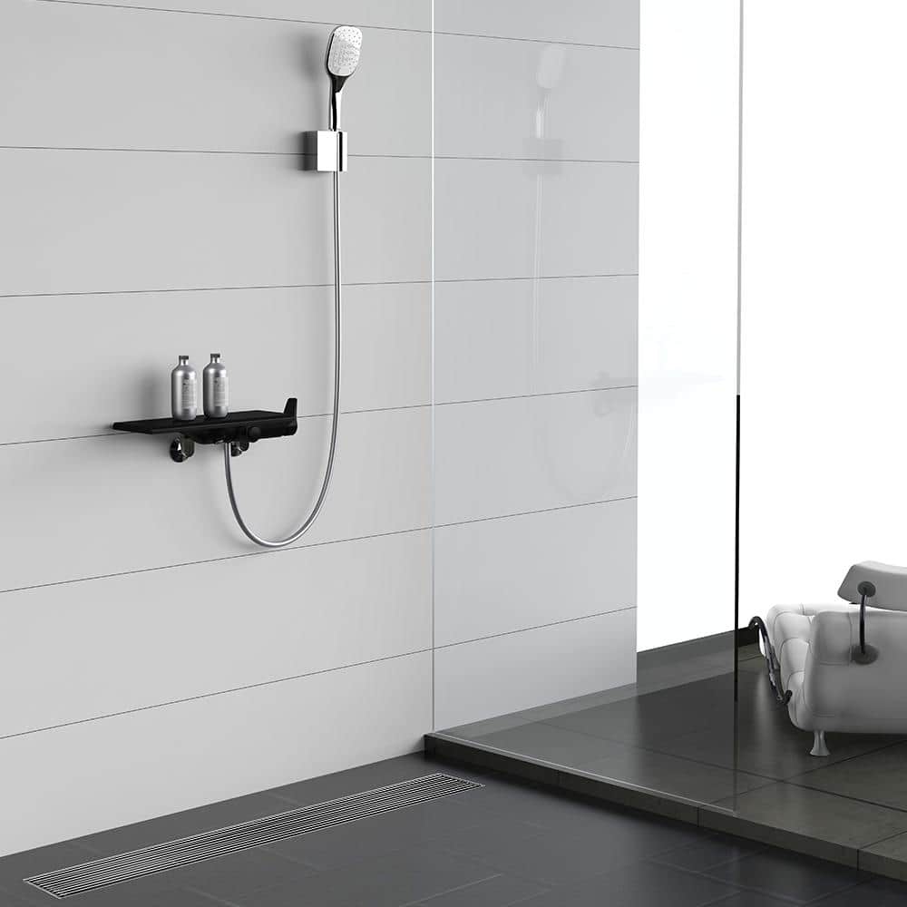 Elegante Drain Collection 36 in. Linear Stainless Steel Shower Drain - Bar Pattern (3)