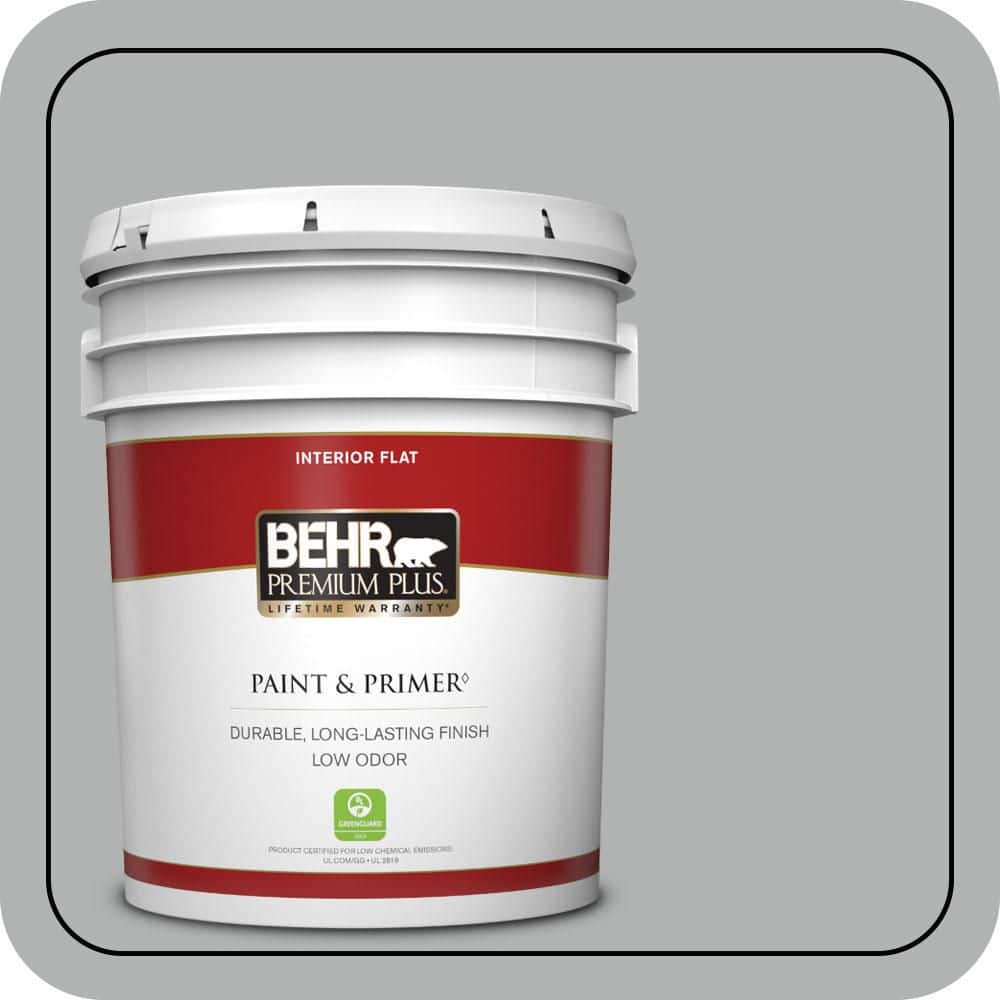 BEHR PREMIUM PLUS 5 gal. #PPU26-08 Silverstone Flat Low Odor Interior Paint & Primer