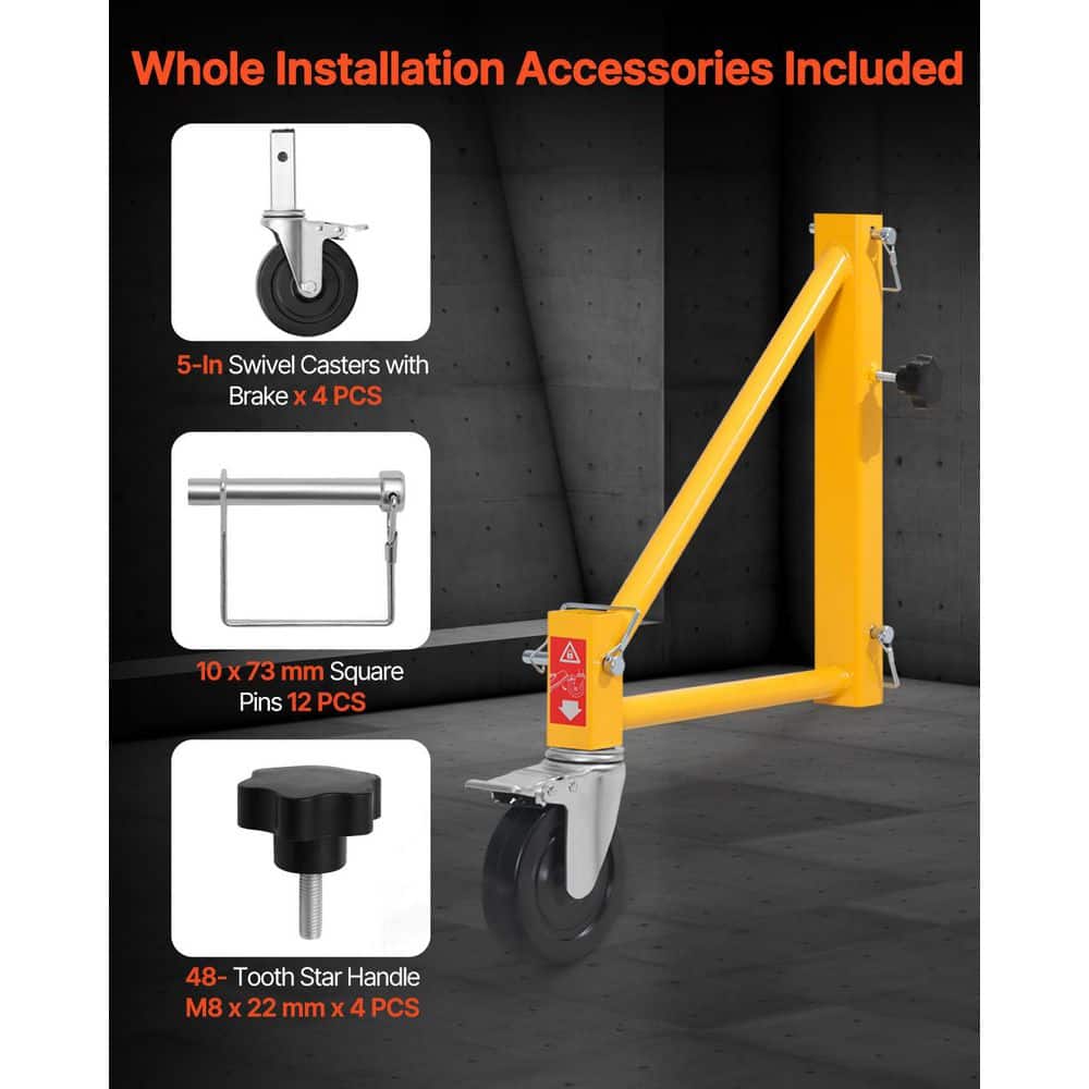 VEVOR 4-Pack Scaffold Outriggers, 1000 lbs. Total Load Capacity Baker-Style Scaffolding Accessory with Swivel Casters (3)