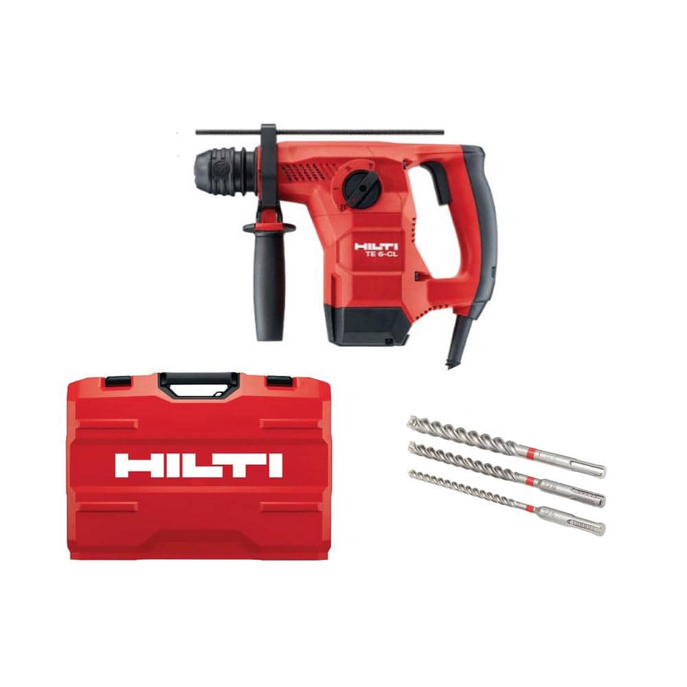 Hilti 120-Volt SDS-Plus 1-3/32 in. TE 6-CL Corded Rotary Hammer Drill Kit with 3 TE-CX Hammer Drill Bits (1)