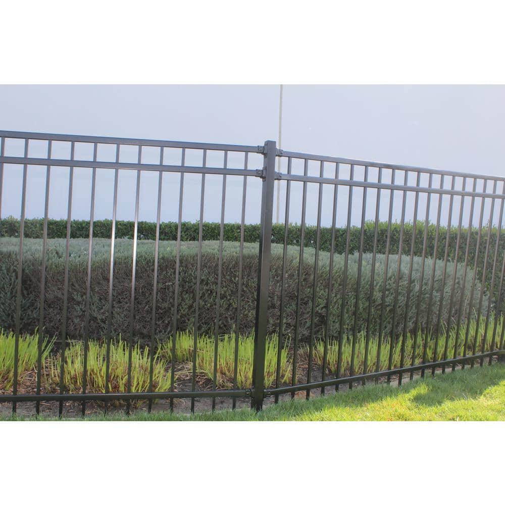 US Door and Fence Pro Series 4.84 ft. H x 7.67 ft. W Black Steel Adjustable Fence Panel (3)