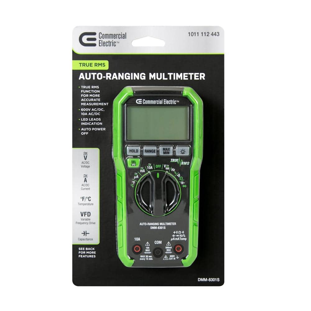 Commercial Electric 600-Volt True RMS Auto-Ranging Digital Multimeter with Temperature (3)