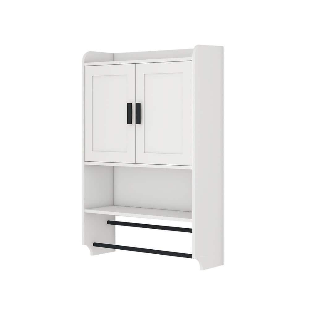 Cesicia 21.7 in. W x 7.5 in. D x 32.5 in. H Bathroom Storage Wall Cabinet in White with Doors and Adjustable Shelf