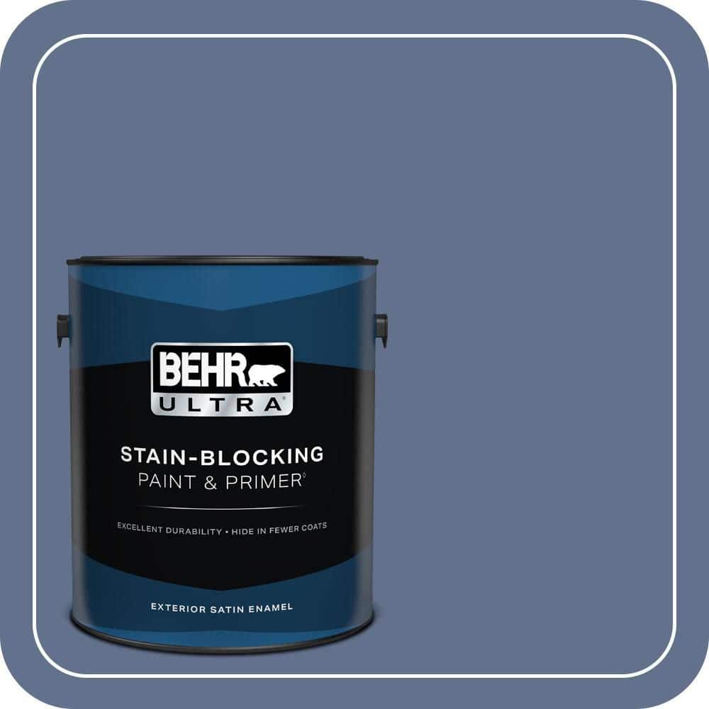 BEHR ULTRA 1 gal. #600F-6 Atlantic Blue Satin Enamel Exterior Paint & Primer