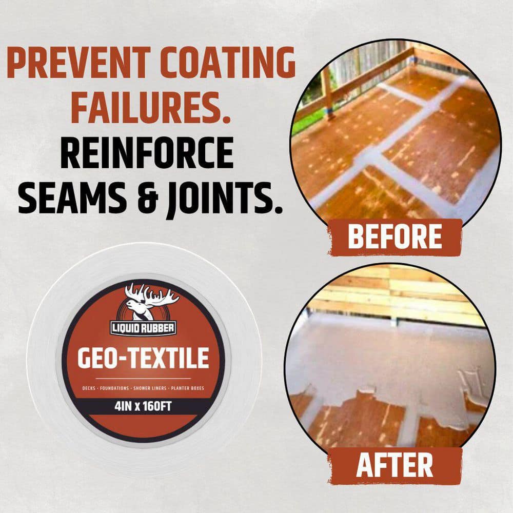 LIQUID RUBBER Geo-Textile Roof Fabric 4 in. x 160 ft. Polyester Reinforcement for Roofing & Waterproofing Systems (2)