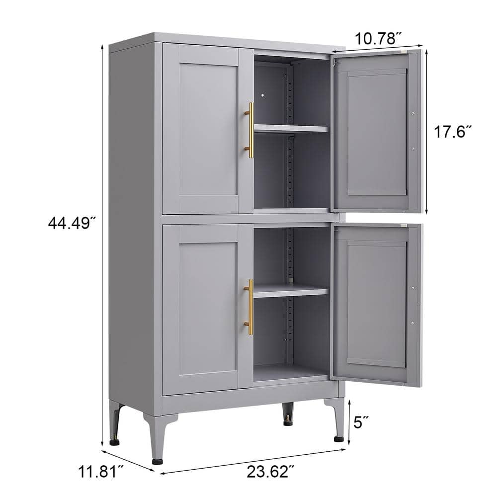 Unbranded 23.62 in. W 11.81 in. D 44.49 in. H Metal Freestanding Linen Cabinet with Adjustable Shelves (2)