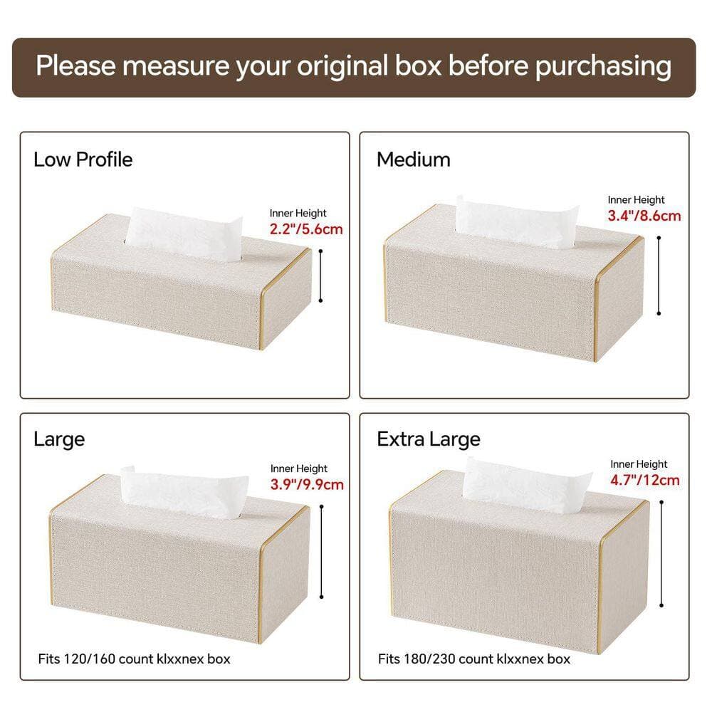 KHKFY Rectangle PU Leather Tissue Box Cover with Magnetic Bottom in Medium Inner Height for Bathroom Bedroom (3)