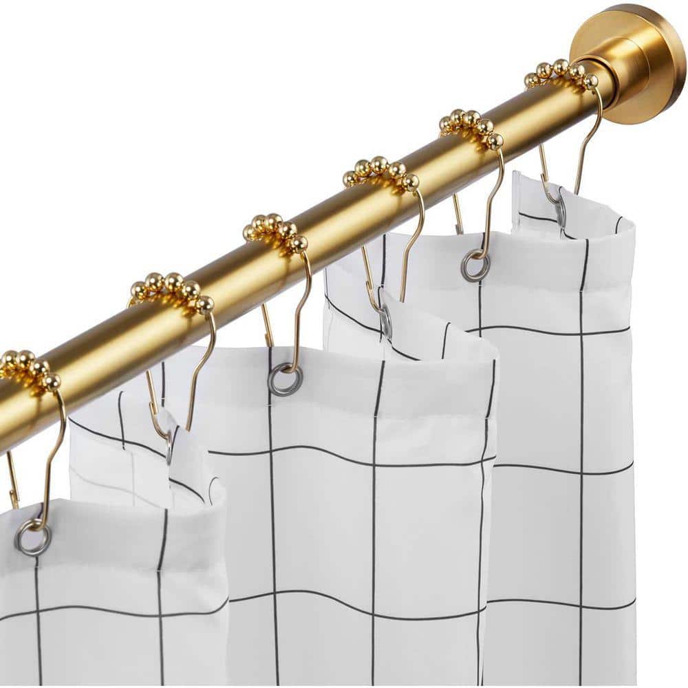 JFVKAF Adjustable Gold Tension Shower Curtain Rod 43 in. L x 2.80 in. W inches Metal Steel Non-Slip Rust-Resistant Heavy Duty (3)