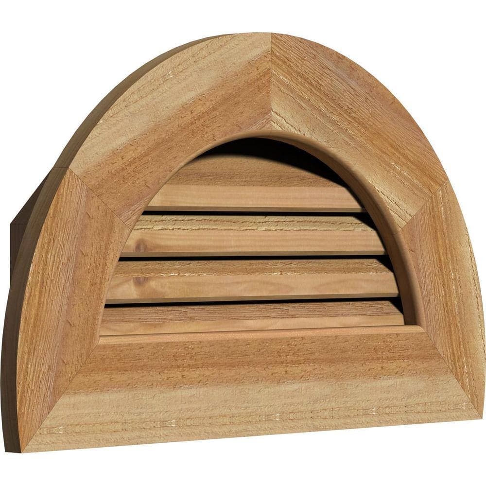 Ekena Millwork 37" x 21" Half Round Unfinished Rough Sawn Western Red Cedar Wood Paintable Gable Louver Vent Functional (2)