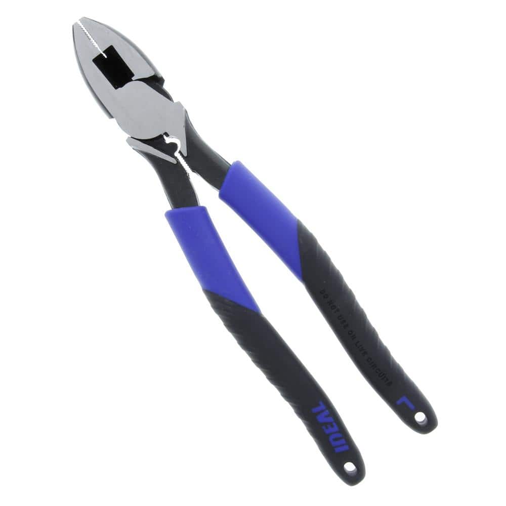 IDEAL 9-1/2 in. Smart Grip Linesman Plier with New England Nose, Crimping Die and Fish Tape Puller (2)