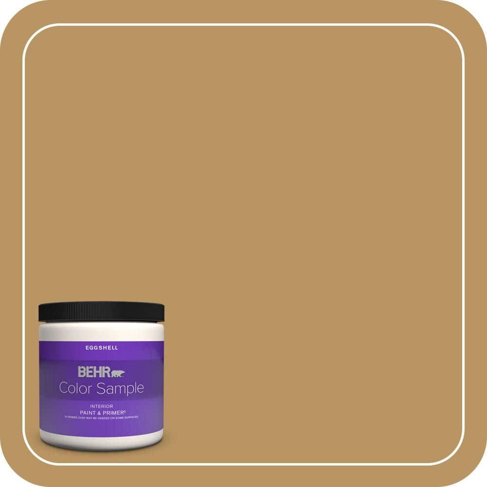 BEHR PREMIUM PLUS 8 oz. #S300-5 Spiced Mustard Eggshell Enamel Interior Paint & Primer Color Sample (1)