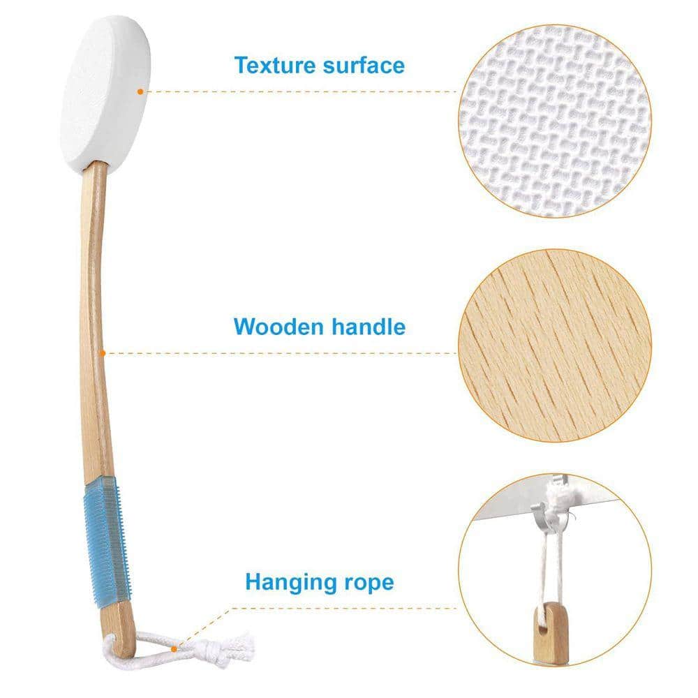 Justincity 17 in. Curved Handle Lotion Applicator with 4 Replacement Pads for Back Feet Sunscreen Cream Elderly Women Kids (2)