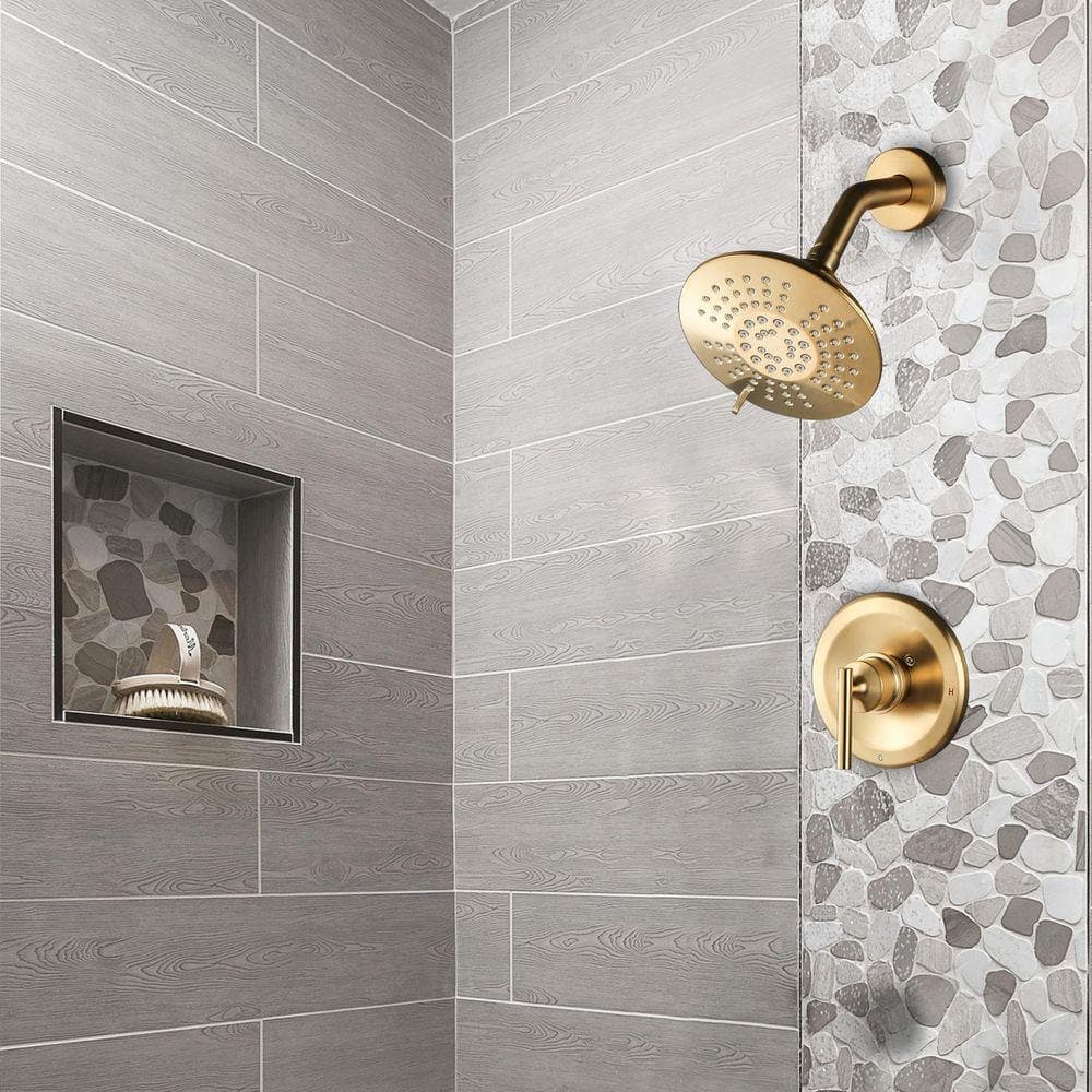 ARCORA Single Handle 5-Spray Wall Mount Shower Faucet 1.8 GPM with Pressure Balance in Brushed Gold (2)