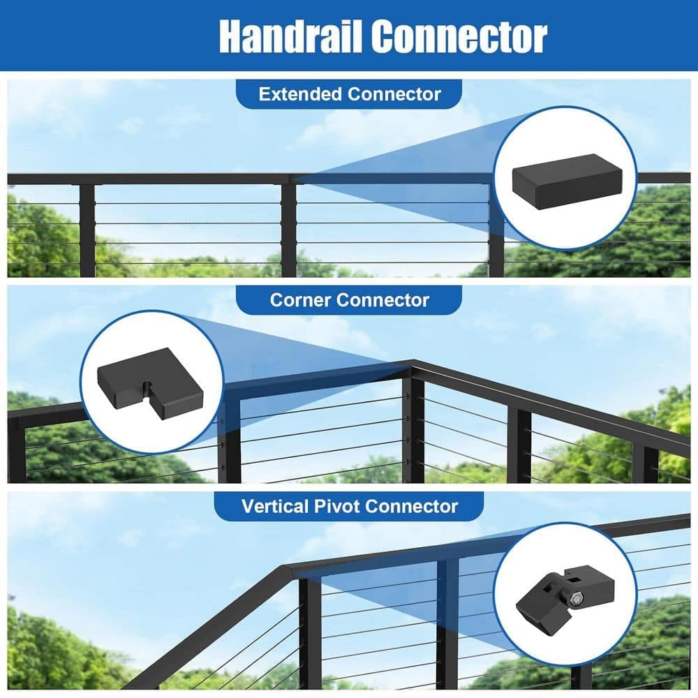 Afoxsos 2-Pack Adjustable 180°  Vertical Pivot Handrail Connector High Strength POM Fitting for Cable Railing Flat Handrail (3)