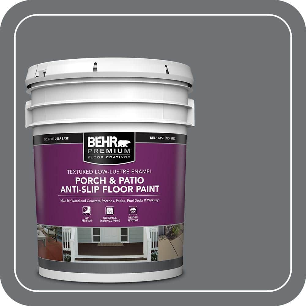 BEHR PREMIUM 5 gal. #MQ5-28 Dawn Gray Textured Low-Lustre Enamel Interior/Exterior Porch and Patio Anti-Slip Floor Paint