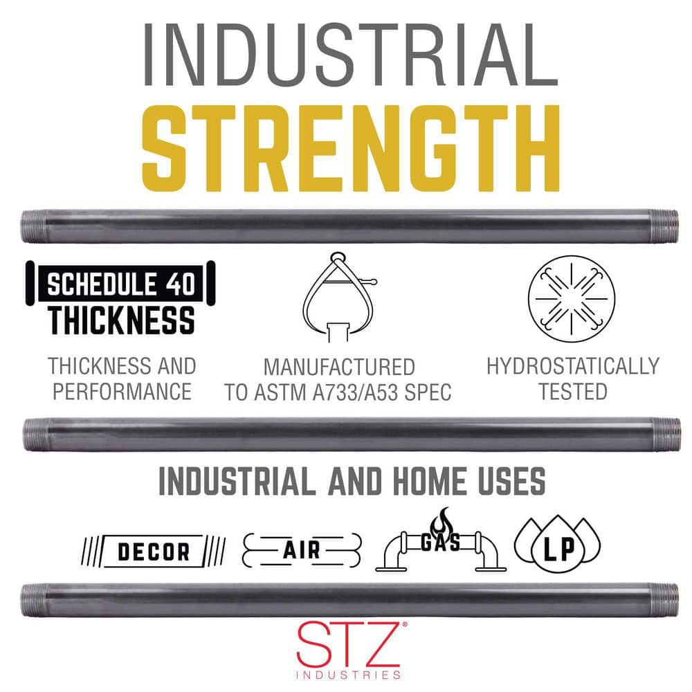 STZ 1/2 in. x 2-1/2 in. Black Steel Nipple Fittings & Connectors (4)