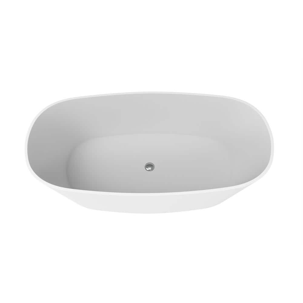 castellousa Hermosa 70.87 in. Solid Surface Stone Resin Flatbottom Bathtub in Matte White (3)